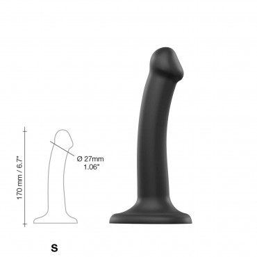 фаллоимитатор strap-on-me dildo dual density semi-realistic гнущийся, черный s, 17 см, 6013137