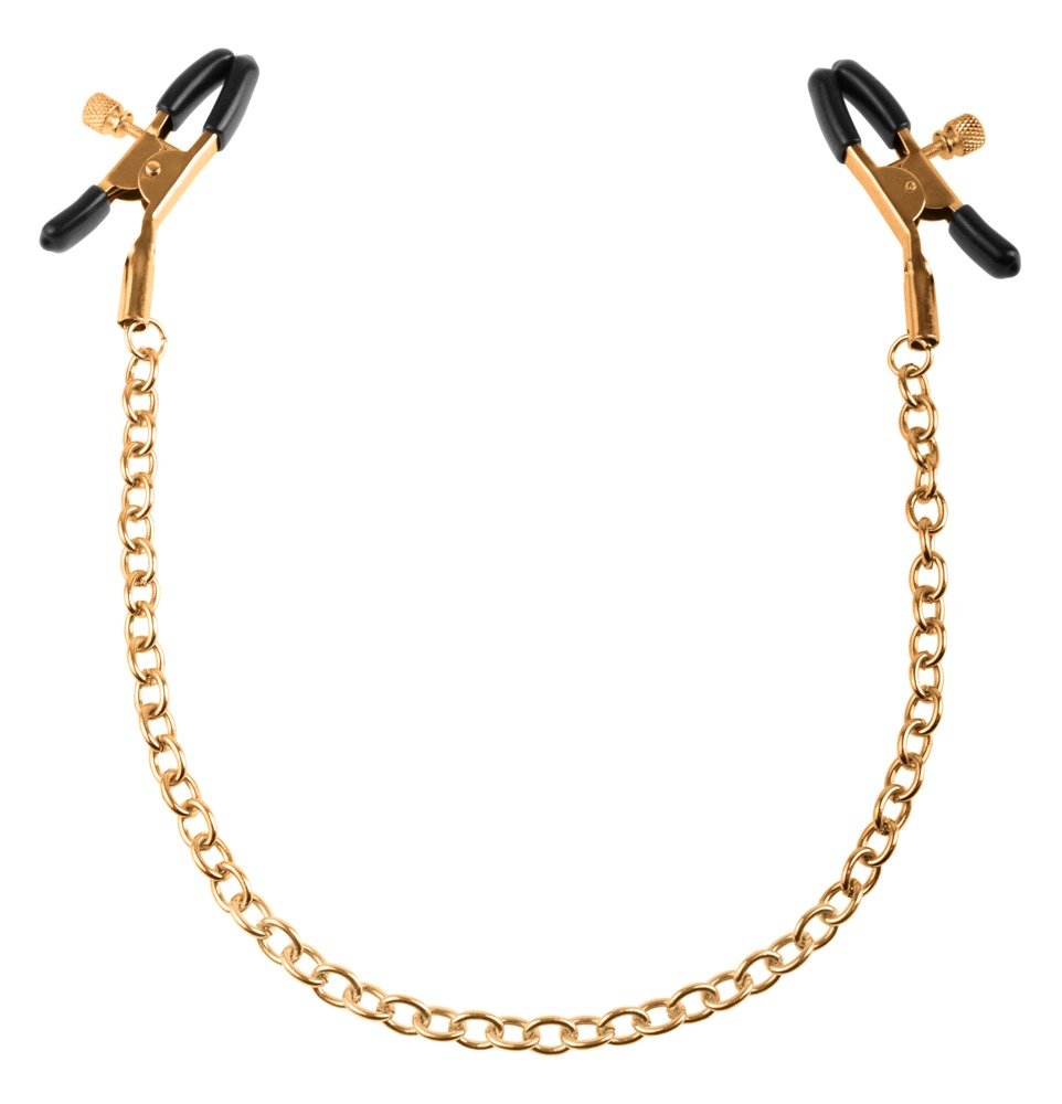 бикини-цепочка с зажимами для сосков gold chain nipple clamps, 5406760000